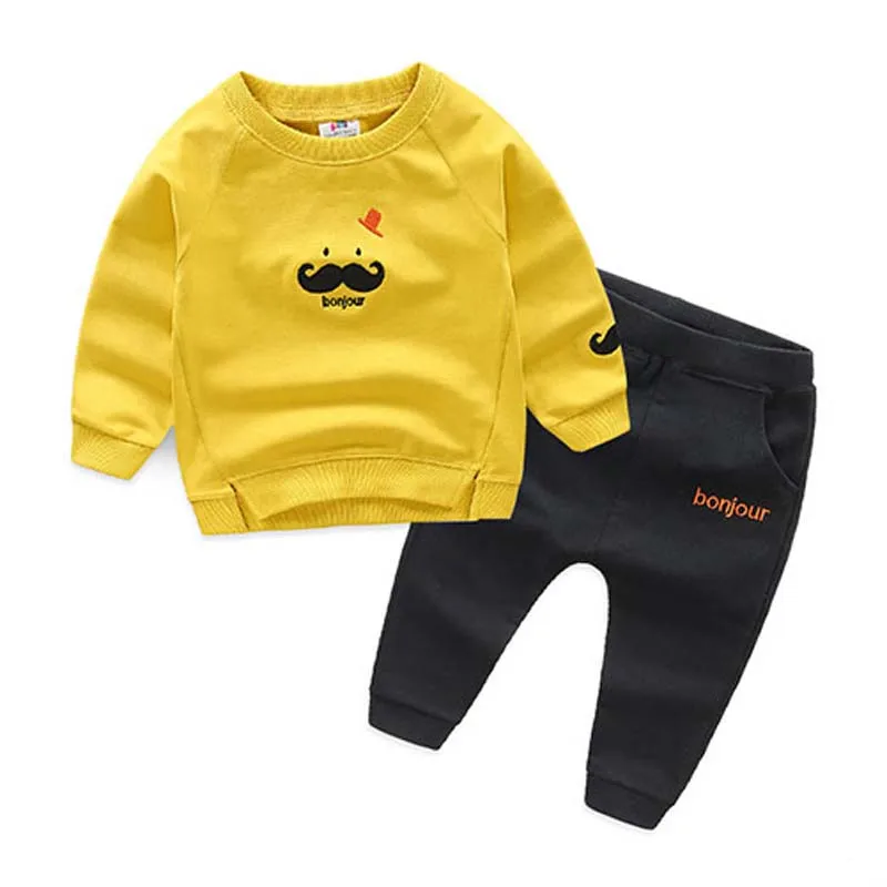 

2018 Children Clothing 2pcs sets Coat Tops +Pants Cute Beard Baby Boy Kid Autumn Winter Suit Fall Cotton Sport Tracksuit Outdoor