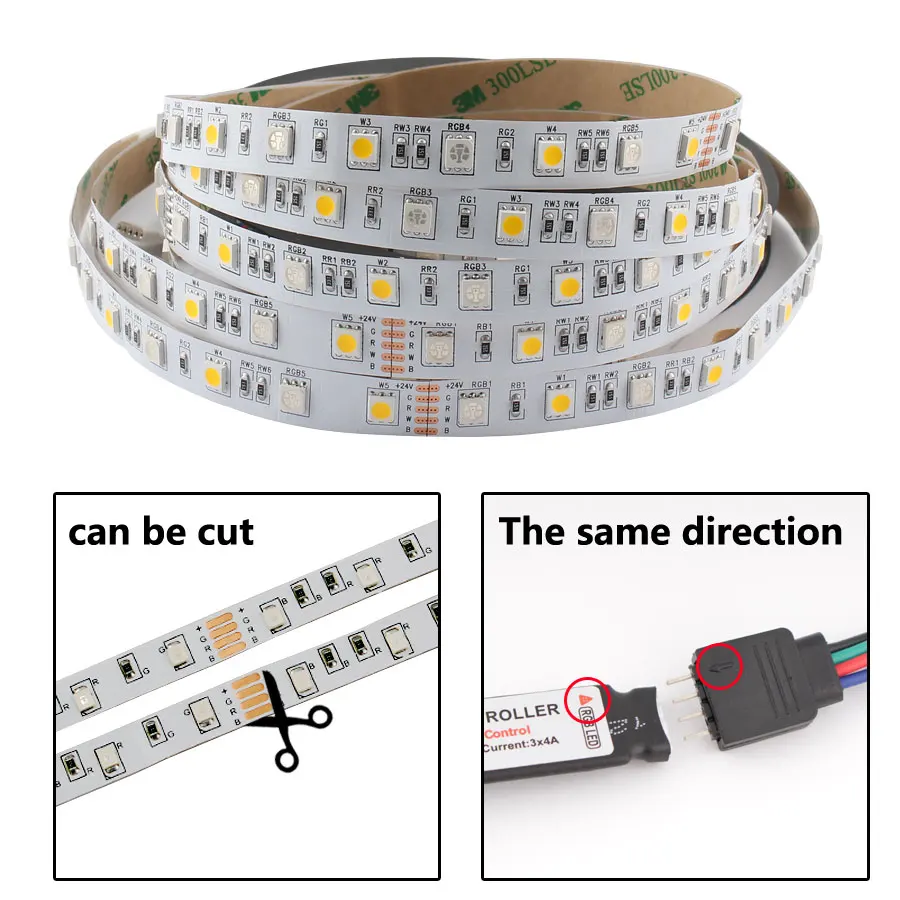 Светодиодная лампа 12 В RGB гибкая SMD 5050 300 светодиодный 5 м Светодиодная лента Водонепроницаемая RGBW RGBWW светодиодный лента для украшения