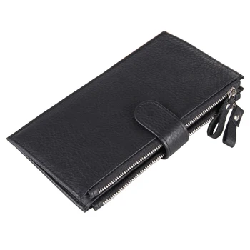 

Leather Long Wallet Men Multifunctional Two Ziper Purse Closure Huge Capacity Fashion Cash Handbag Money Bag More Card Slots