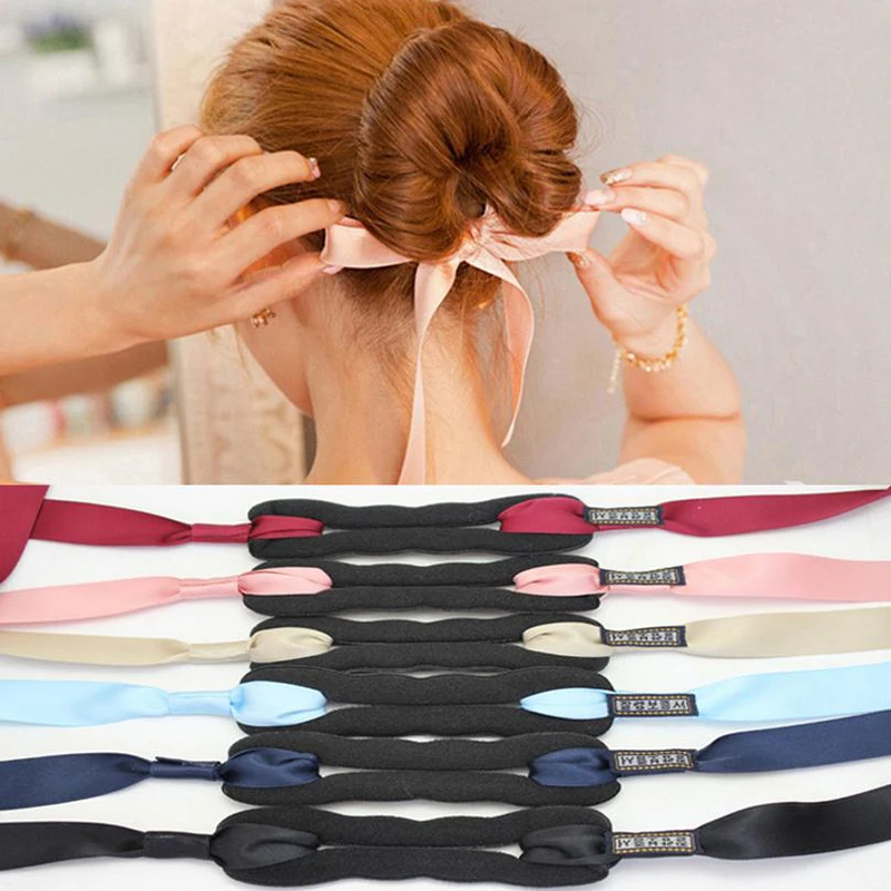

Fashion Women Hair Accessories New Hair Curls Bun Head Band Hair Maker Magic Hair Making Tool Ribbon Bowknot Bun Maker New