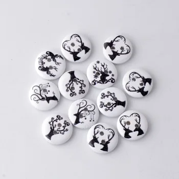 

Free Shipping Retail 20Pcs Random Mixed Lovely Deer 2 Holes Wood Painting Sewing Buttons Scrapbooking 15mm F0259