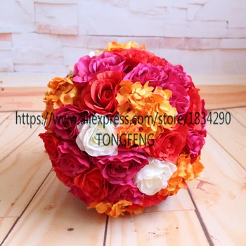 

35cm 8pcs/lot Artificial silk Rose Hydrangea wedding decoration kissing ball Table centerpiece flower ball TONGFENG