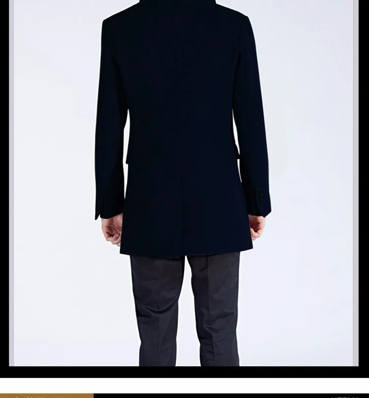 Зимние бушлат Для мужчин Бренд Дизайн Для мужчин s шерстяные пальто для женщин Однобортный Manteau Homme Повседневное Slim Fit кардиган на молнии пальто Темно-синие