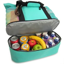 Пляжная сумка с застежкой-молнией сверху и изолированная сумка-холодильник для пикника на открытом воздухе зеленая сумка для пикника, водостойкая Свежая Упаковка