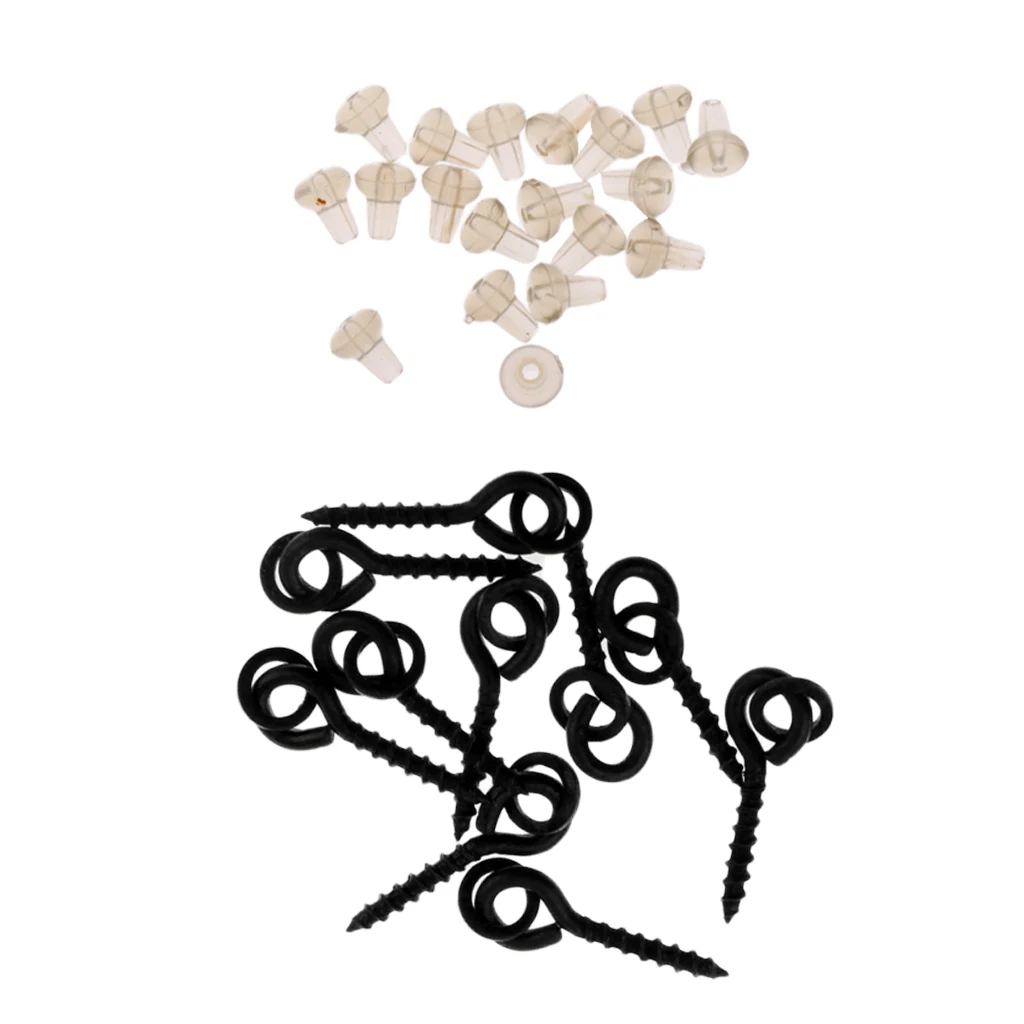 20 x Beads Hook Stops + 10 Pieces Bait Screws for Rigs Carp Fishing Terminal Tackle Set Carp Fishing Hook Stoper