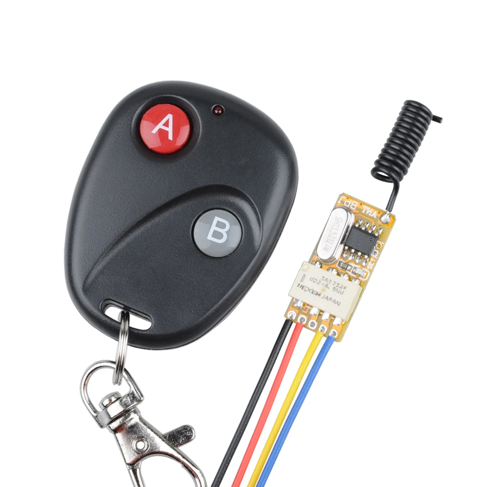 

DC3V 3.7V 5V 6V 7V 9V 12V Mini Relay Wireless Switch Remote Control Power LED Lamp Controller Micro Receiver Transmitter System