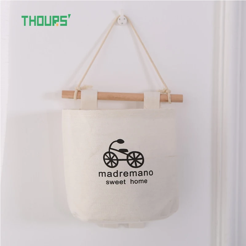 Thours Tree, велосипедная подвесная сумка для хранения, темная ткань, хлопковые карманы, подвеска, органайзер для макияжа, для украшения дома