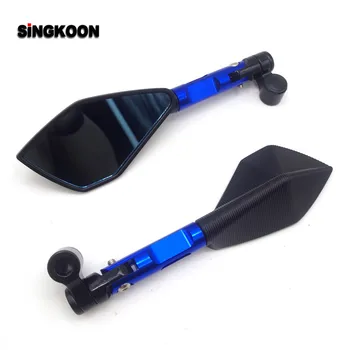 

8 10mm universal cnc motorcycle mirrors Blue Lens Rearview Side Mirror FOR honda cb500f vtx 1300 royal enfield vmax mt 09 tracer