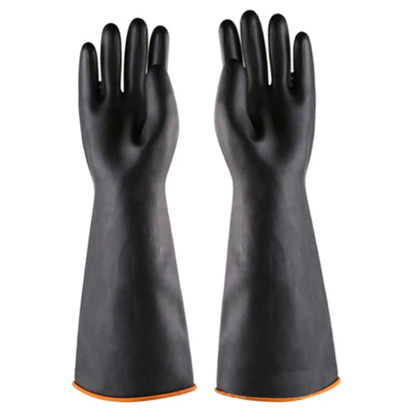 

Hot Sale Latex Industrial Rubber Gloves Acid and Alkali Resistant Anti-corrosion Black Workplace Safety Protective Glove Black