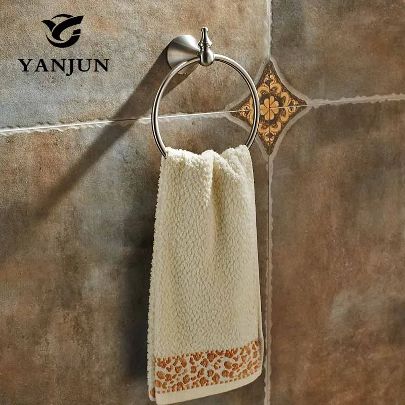 

Towel Ring Wall-mounted Brushed Stainless Steel Towel Rails Towel Bar Bathroom Accessories Porta Toalha For Home YANJUN-7453