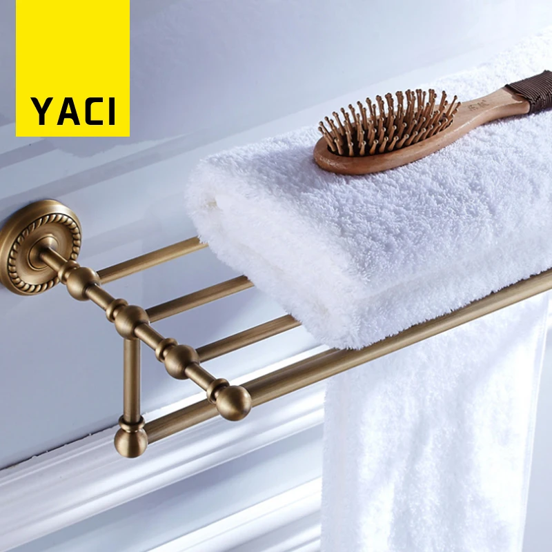 YACI Towel Rack Solid Brass Vintage Style Bathroom Towel Rack Antique