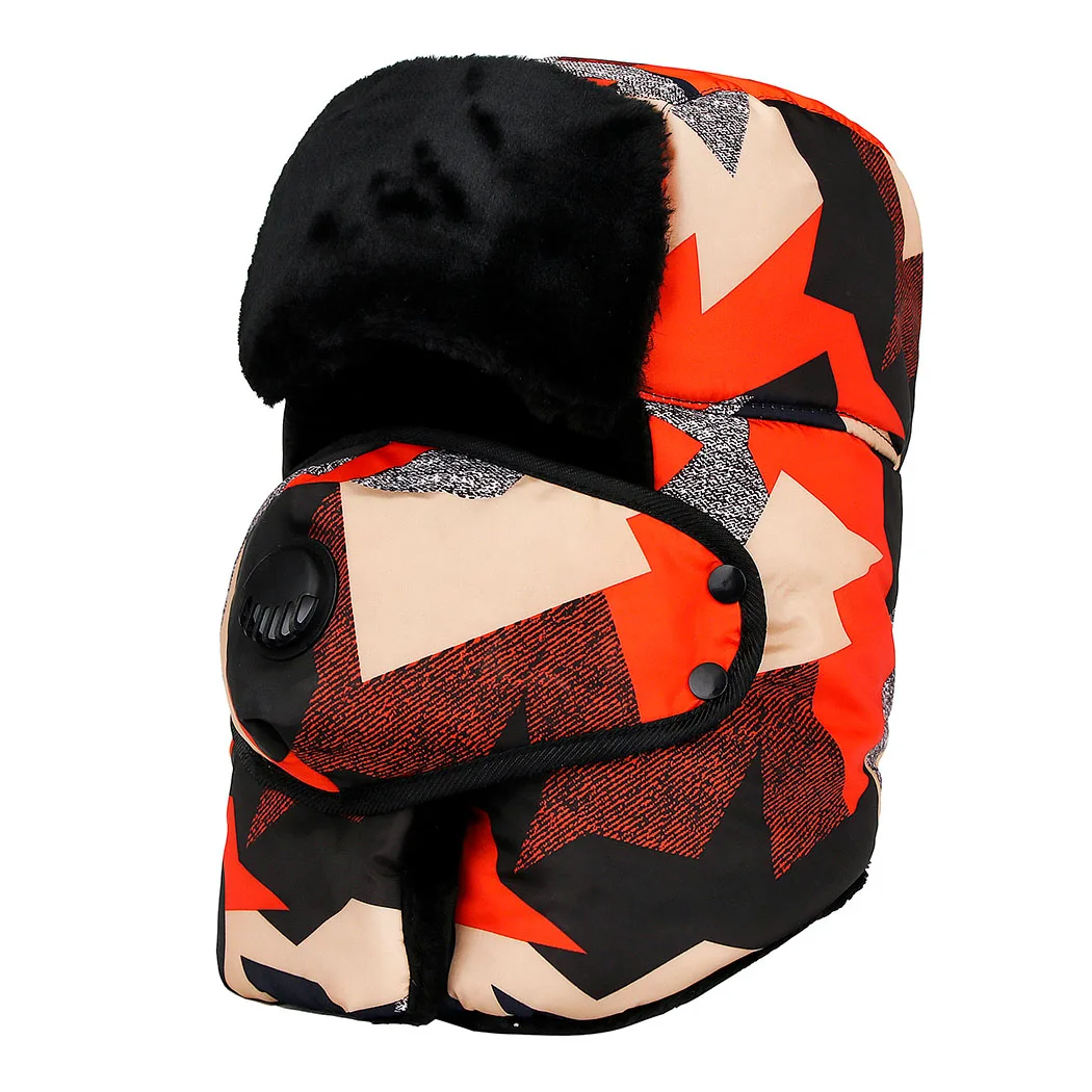 Женская зимняя шапка-бомбер, Мужская меховая теплая утолщенная ушанка, зимние шапки для женщин, модная шапка-бомбер, шапка-ушанка, Лыжная шапка - Цвет: Orange