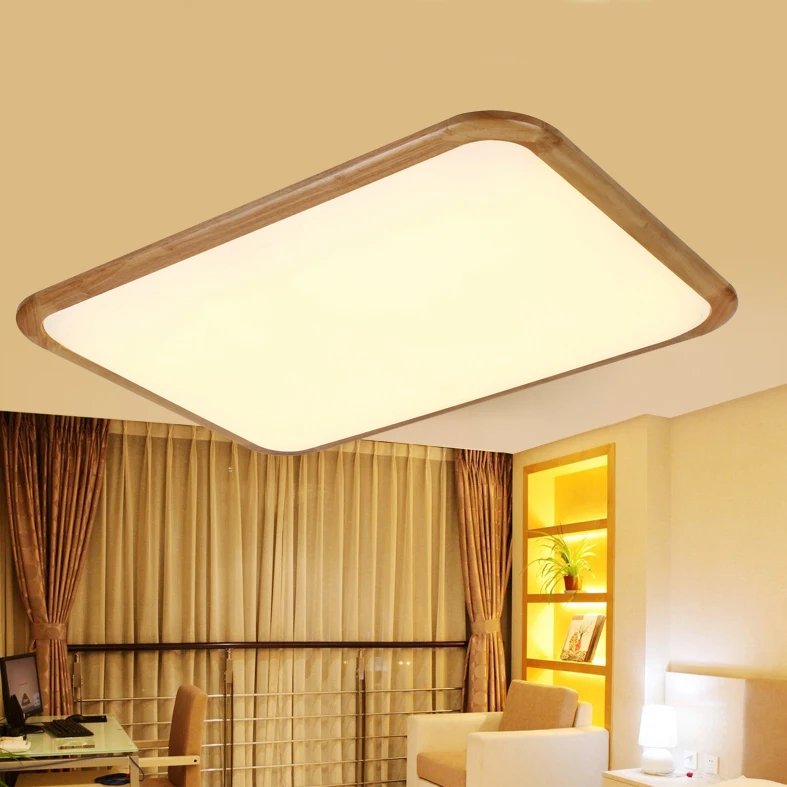 Modern solid wood LED Ceiling lamps light absorption wooden Japanese