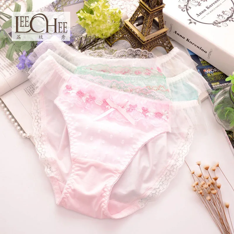 

New women's underwear sexy Lolita ultra-fine milk silk Comfortable skin-friendly low waist lace flash briefs Leechee JF2111