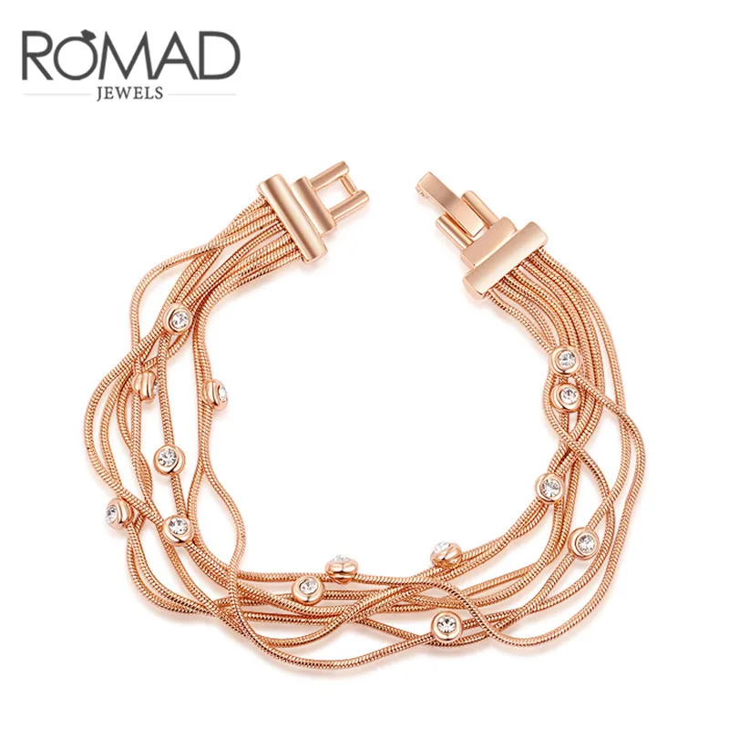 ROXI ROMAD Brand Gold Color Austrian Crystal Multi-layer Bangles Bracelets For Women Luxury Elegant Wedding Jewelry Party Gift | Украшения