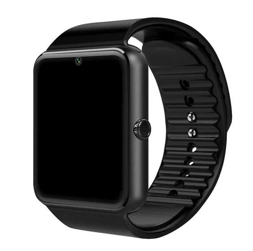 Bluetooth Смарт-часы мужские спортивные часы шагомер светодиодный цветной сенсорный экран поддержка SIM Камера Smartwatch Relogio inteligente - Цвет: Черный