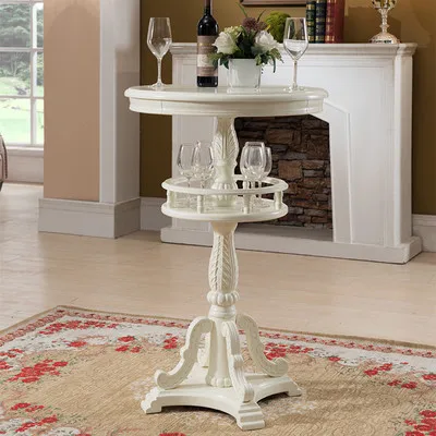 Европейский стиль твердый деревянный барный стол американский стиль резной барный стол домашняя круглая барная стойка - Цвет: ivory white