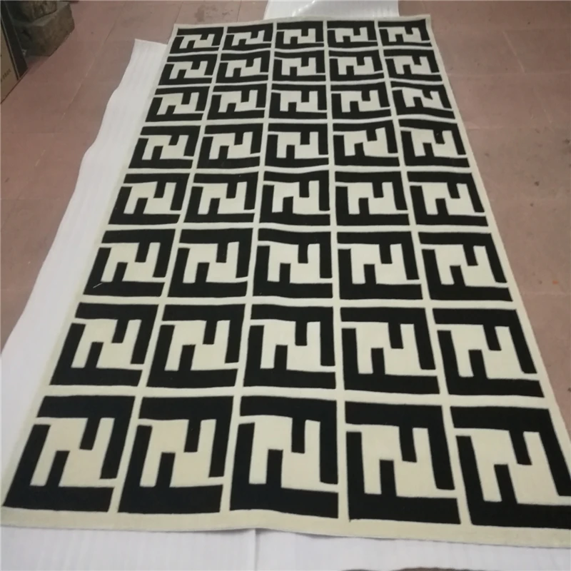 Черный белый бренд FF коврик для гостиной спальни ковер можно настроить