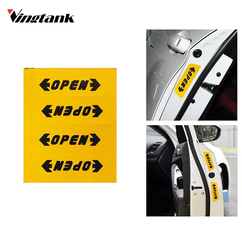 Vingtank 1set/4pcs Car Styling Car Sticker Car Door Open Warning Stickers Reflective Open