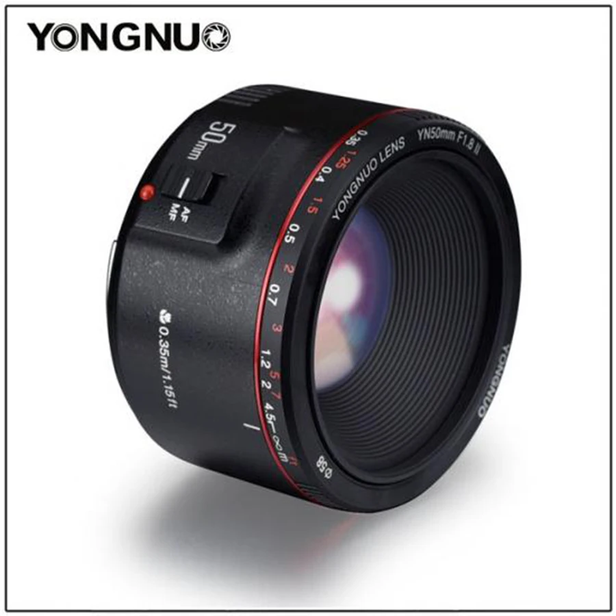 Объектив YONGNUO YN50mm F1.8 II объектив с фиксированным фокусом EF 50 мм F/1,8 AF/MF объектив с большой апертурой и автофокусом для камеры Canon DSLR