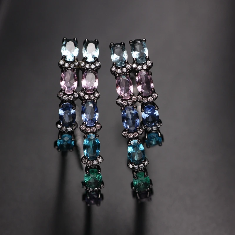 

Colorful Big Circle Hoop Earring For Women gift Multicolor Crystal Double round Zircon Hoop Earring boho Fashion party Jewelry
