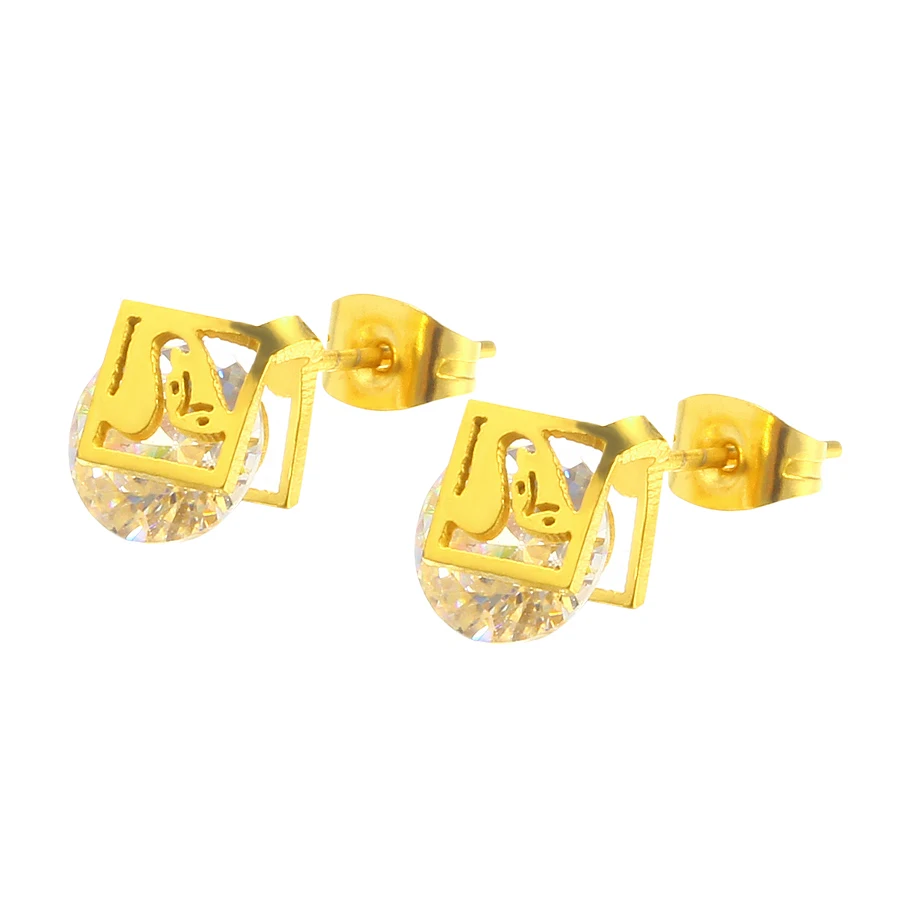 

Stainless Steel Animal Pattern with Crystal Zircon Jewelry Women's Simple Gold Color Fox Stud Earrings