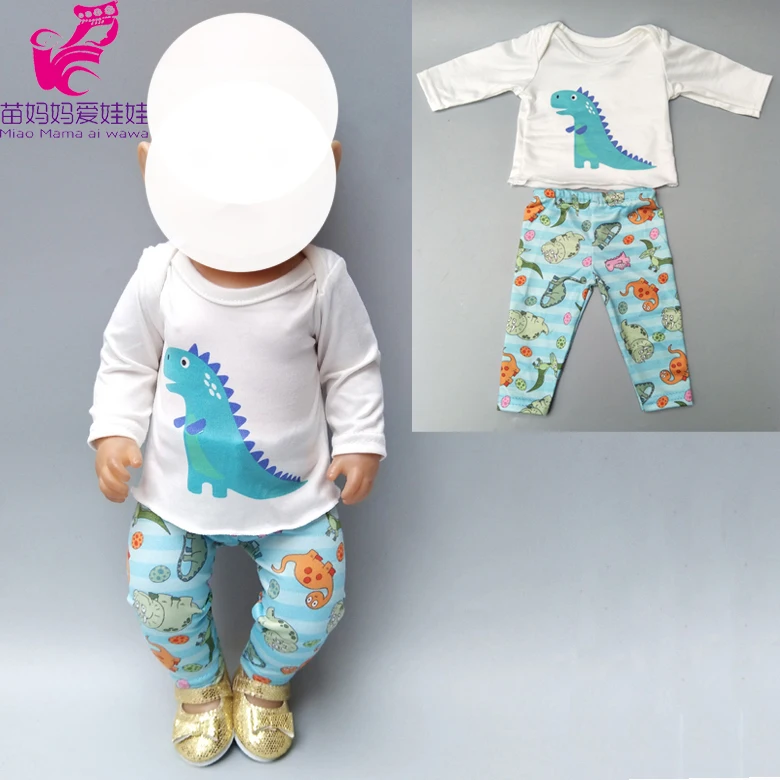 

doll clothes for 40cm Baby doll boy clothes pants set dinosaur for 18 " doll boy spring outfit