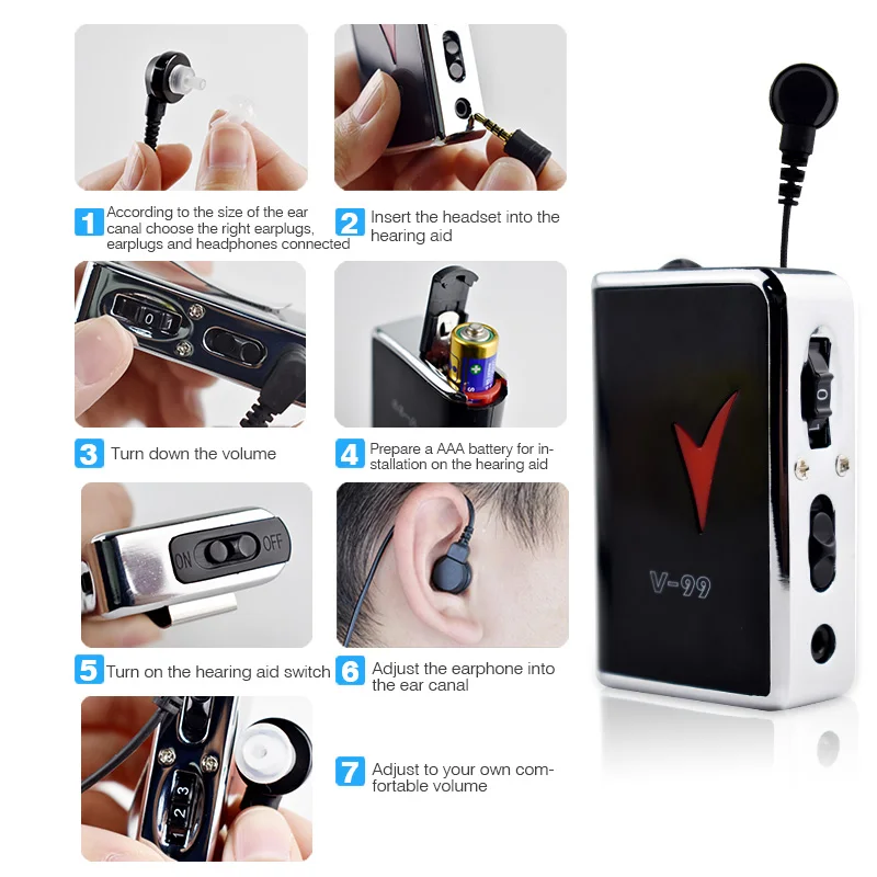 V-99 аналоговые карманные слуховые аппараты, усилитель для наушников, персональный усилитель звука, регулятор громкости, низкий уровень искажений, низкий уровень шума