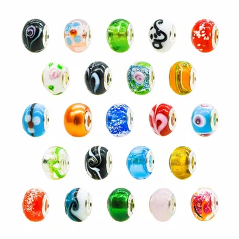 

50 Piece Lot Lampwork Murano Glass European Mix Beads- Compatible with Most Major Charm Bracelets