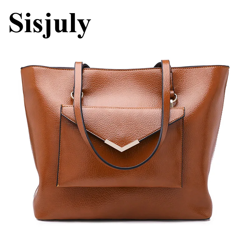 

Sisjuly High Capacity Tote Bag Women Shoulder Bag Female Causal PU Leather Purses And Handbags Bags Designer For Women