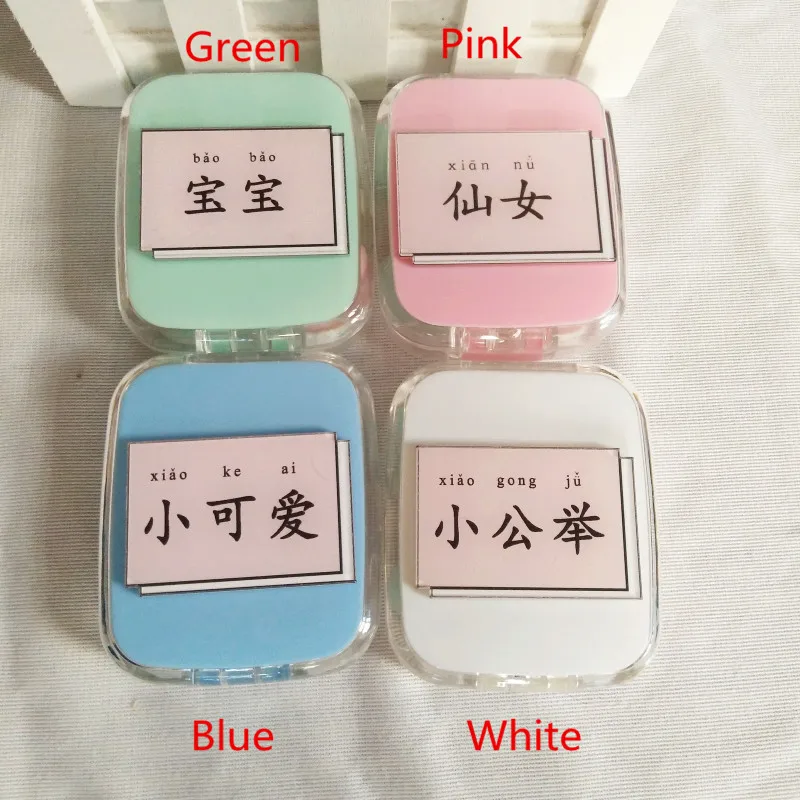 

LIUSVENTINA DIY Acrylic Cute Chinese Characters Fairy Princess Baby Contact Lens Case with Mirror Box Container for Color Lenses