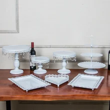 Золотистые железные металлическая, для подставки для пирожных набор 7 шт. Свадебный кекс лоток тарелка на день рождения праздничный торт инструменты для выпечки Посуда