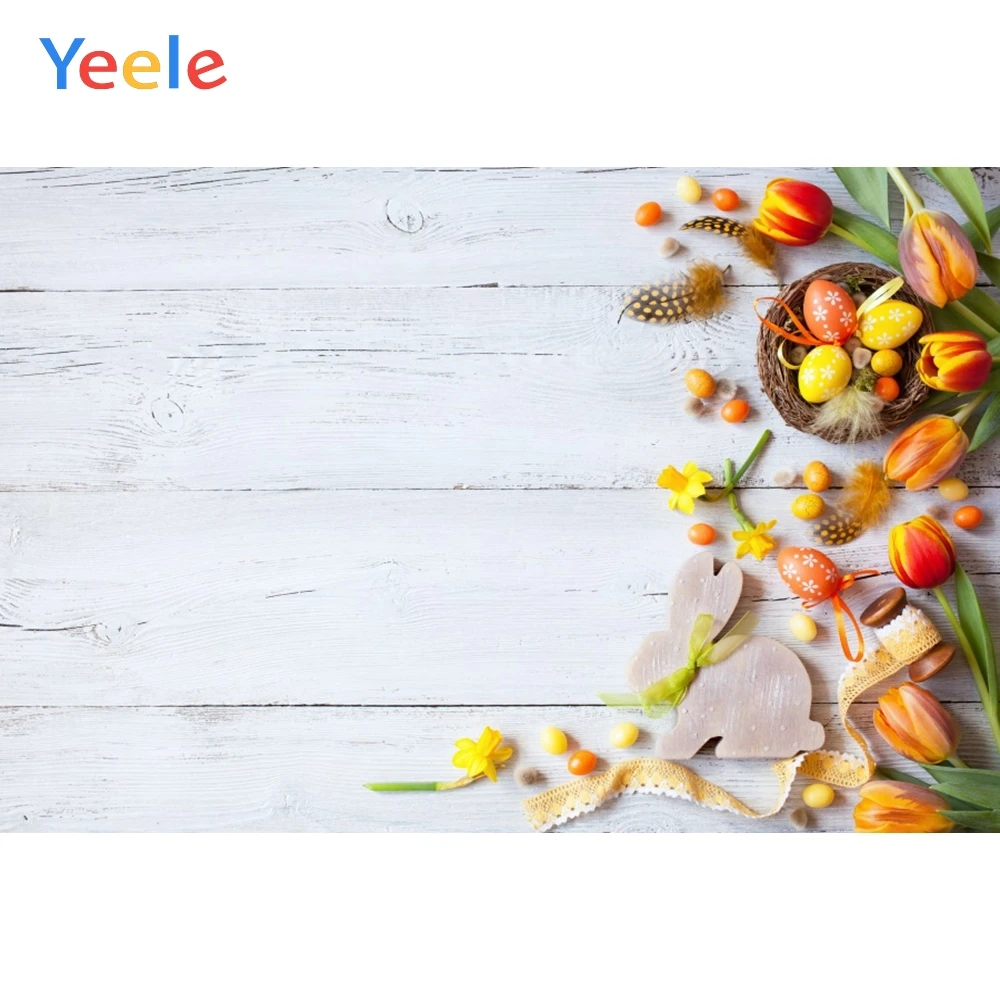 

Yeele Wooden Board Backdrops Colorful Eggs Easter Photography Background Customized Photographic Backdrop For Photo Studio