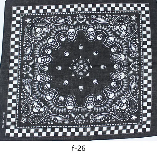 100%Cotton Hip Hop Skull Black Paisley Bandana Headband Hair Headwear/Hair Band Scarf Neck Wrist Wrap Band Headtie For Women/Me mens linen scarf Scarves