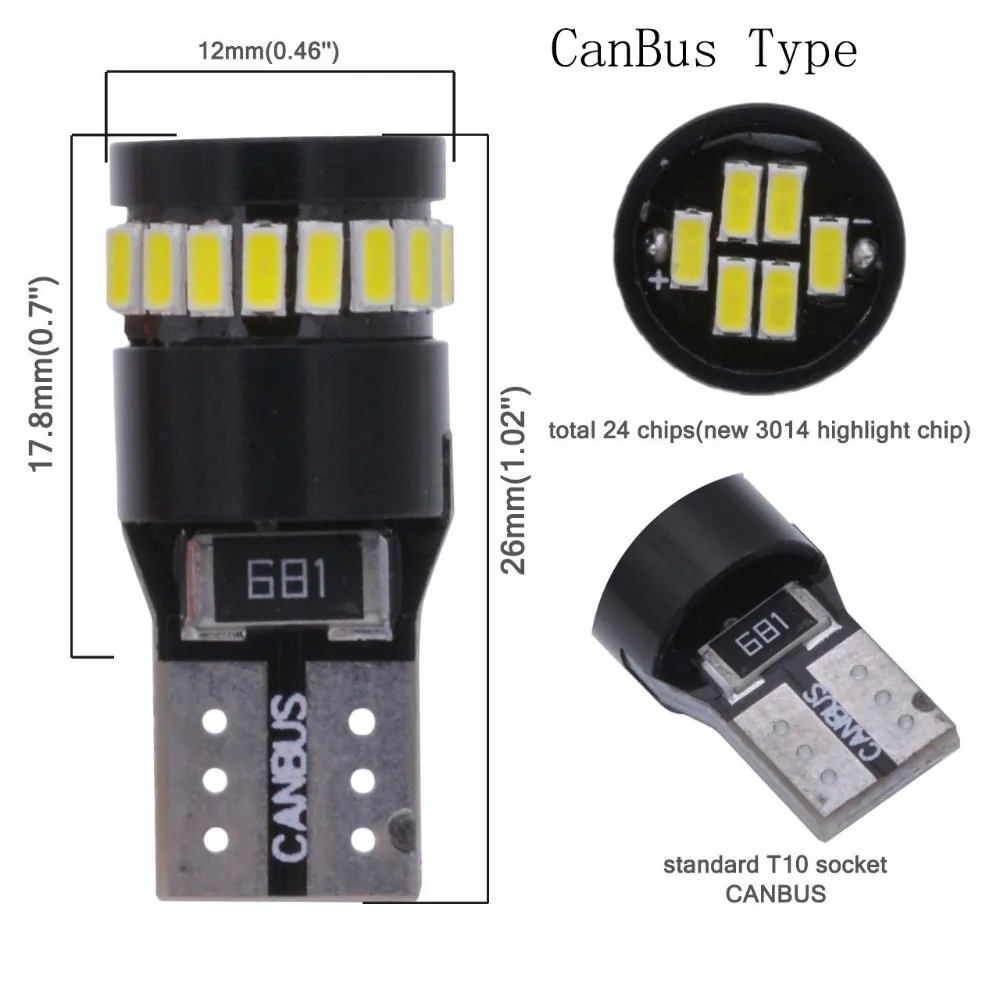 TUINCYN 2 шт. сигнала боковые габаритные свет купола супер яркий T10 CanBus Error Free 2825