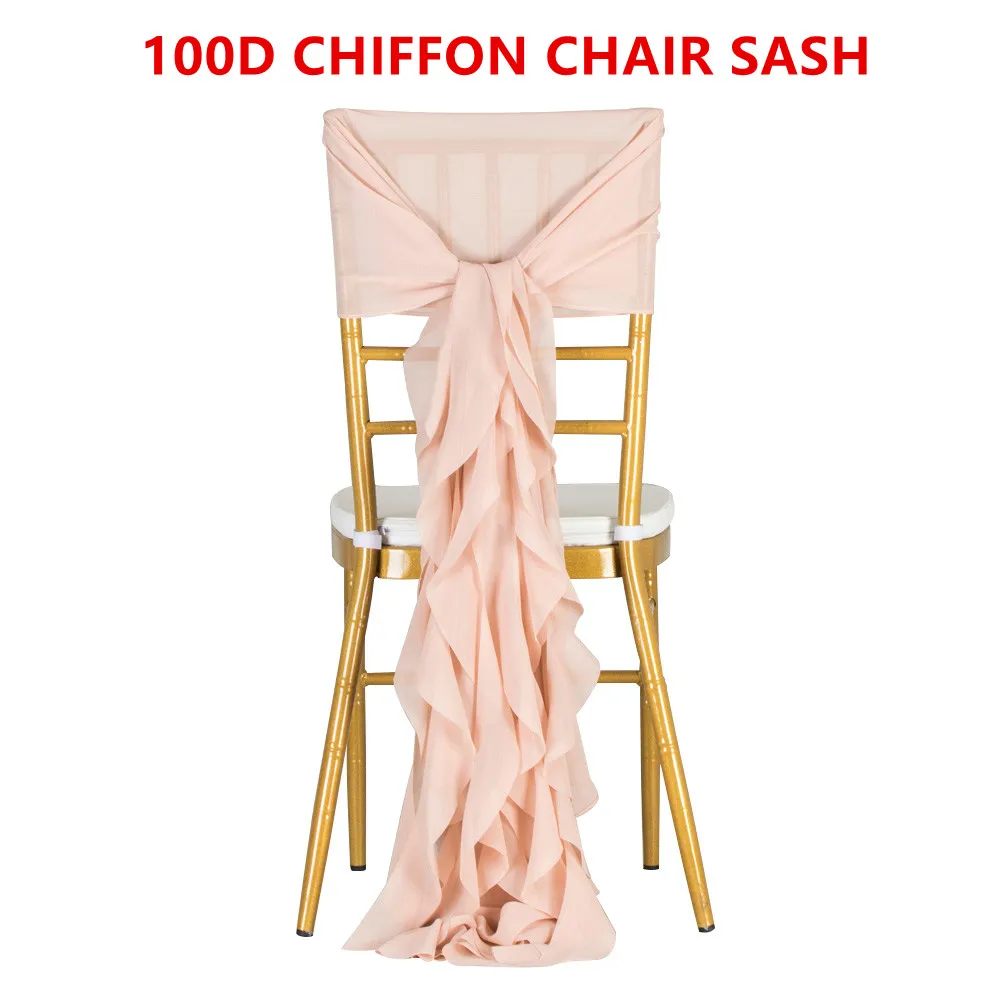100PCS Decoration Outdoor Party Wedding Chiffon Chair Sash For Chiavari