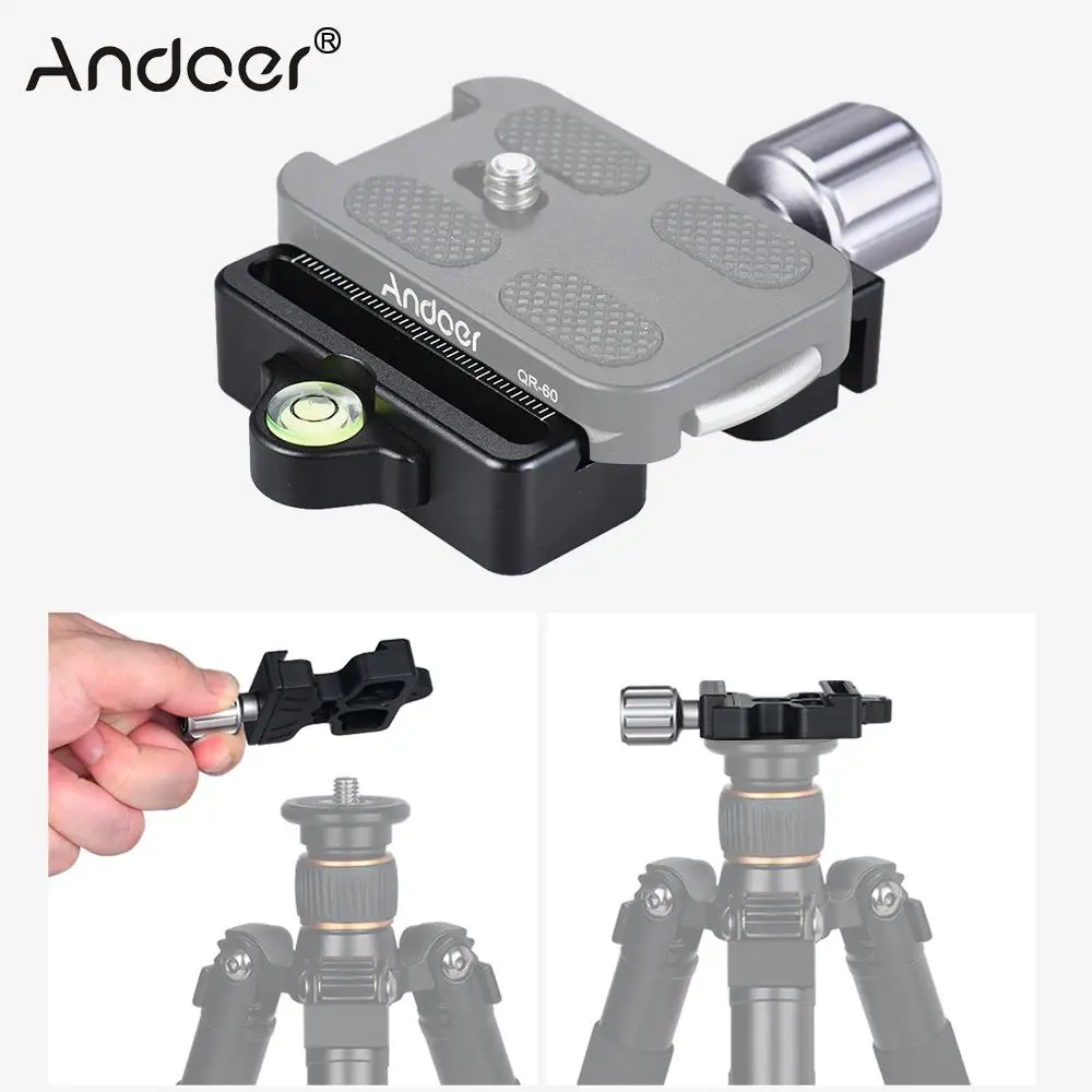 

Andoer DC-50 Quick Release Plate Clamp Knob-Type 1/4" &3/8" Screw Hole for Arca Swiss Standard for Manfrotto 200PL