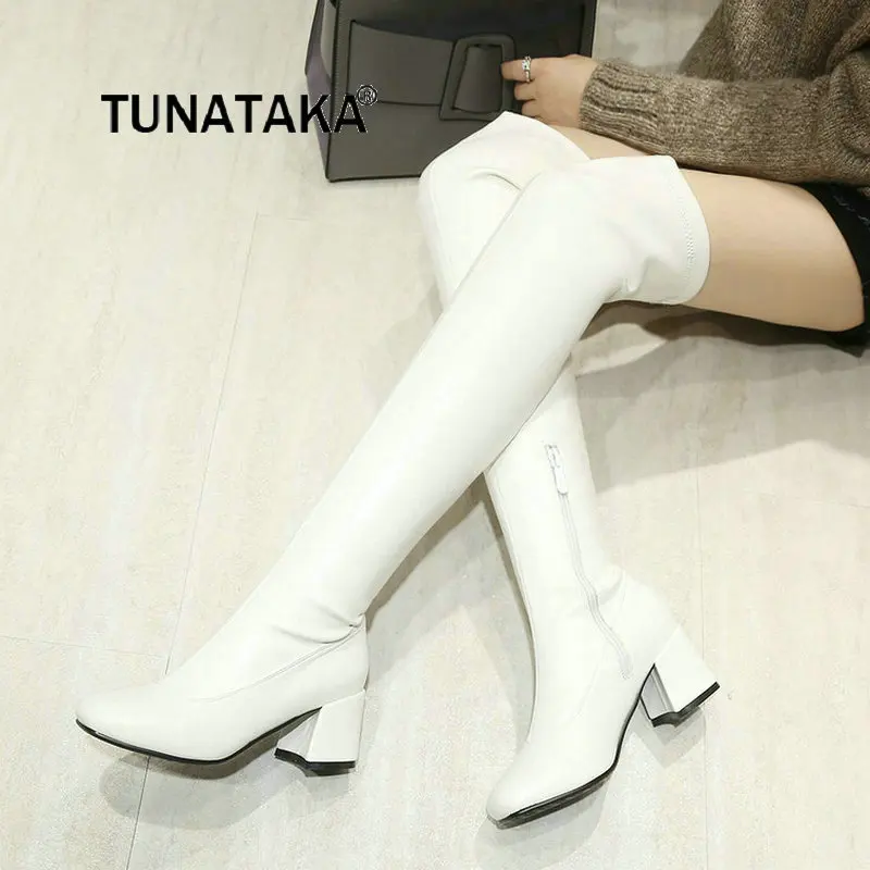 white over knee high boots
