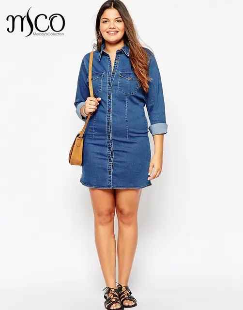 brand european 2016 denim shirt dress casual winter street jacket plus size denim shirt dress