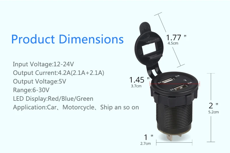 5 в 4.2A двойной USB зарядное устройство розетка с проводом 12 В/24 В Водонепроницаемый светодиодный цифровой вольтметр для автомобиля лодки мотоцикла грузовика
