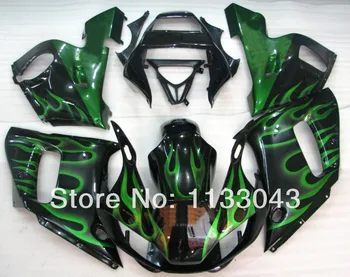 

7gifts+ Green flame black Fairing kit for Yamaha YZF-R6 98-02 YZF R6 98 99 00 01 02 YZF 600 R6 1998-2002 fairings #44SV