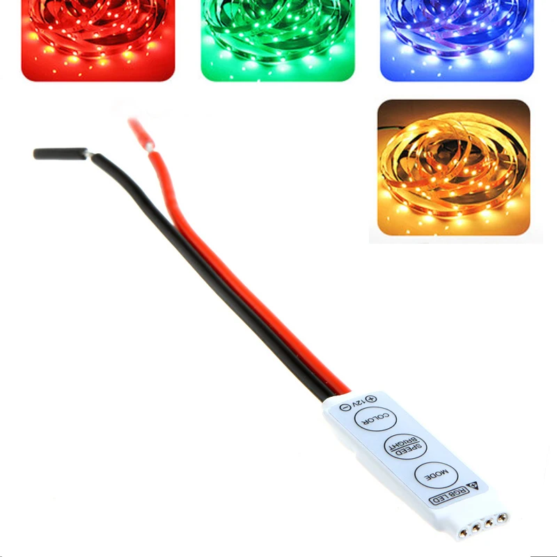 12 В Ultra Slim Мини Портативный RGB 5050/3528 LED striptape контроллер полосы Диммер