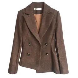 Высокое качество женский маленький костюм куртка осень и зима новый толстый маленький аромат стиль короткий модный тонкий шерстяной