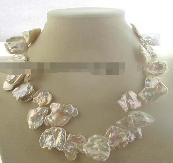 

08149 WOW freshwater pearl reborn keshi white baroque necklacE