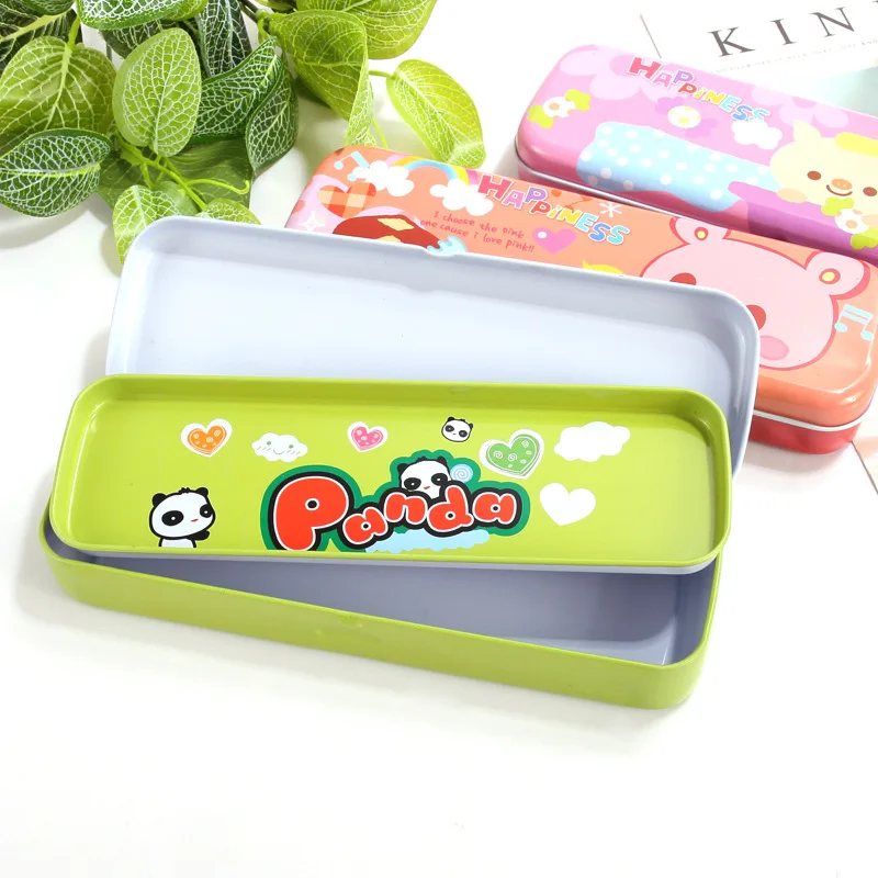 Милый Kawaii Железный пенал двухслойный Многофункциональный креативный