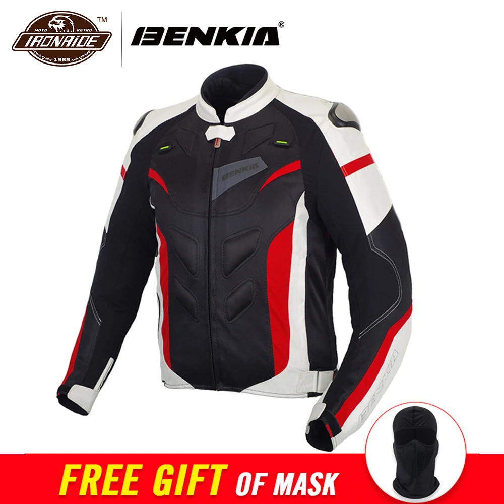 

BENKIA 2019 Men Motorcycle Jacket Breathable Motorbike Racing Riding Moto Jacket Armor Spring Summer Clothing Protective Gear