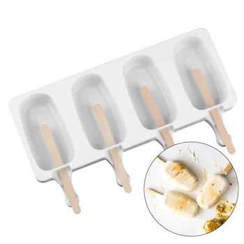 

Homemade Food Grade Silicone Ice Cream Molds 2 Size Ice lolly Moulds Freezer Ice cream bar Molds Maker With Popsicle Sticks