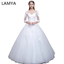 Lamya Real Photo Prinses Elegante Trouwjurken Met Lange Kant Mouwen Hoge Kwaliteit Baljurk Bruidsjurken Vestidos De Noiva
