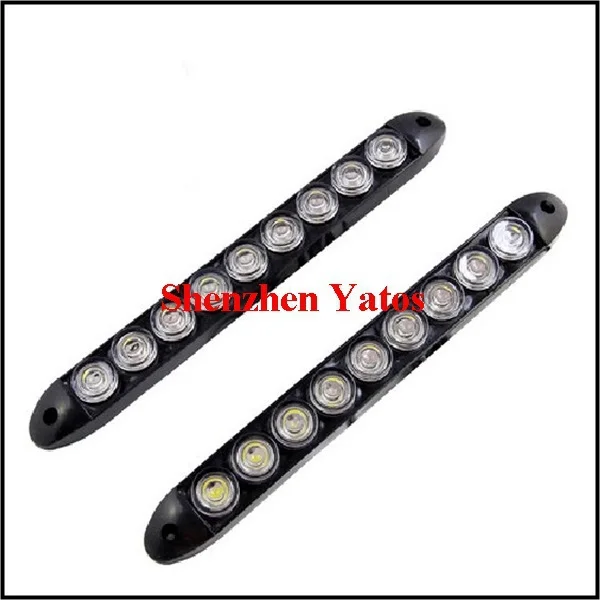2X 12V 9 LED Waterproof Flexible DRL Daytime Running Light Fog Warning