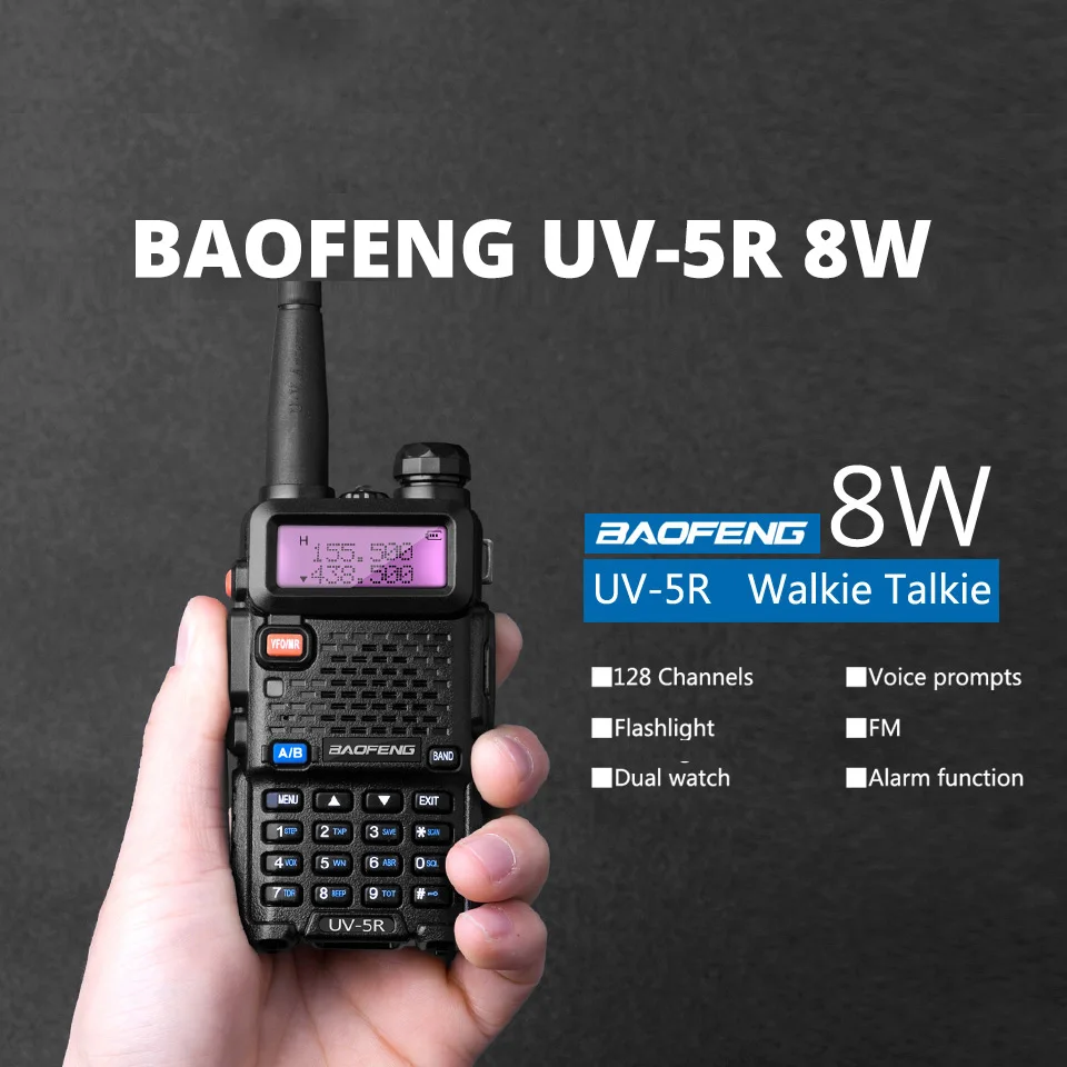 Baofeng портативная рация 8 Вт 10 км два диапазона UV 5R Ham двухстороннее радио VOX фонарик